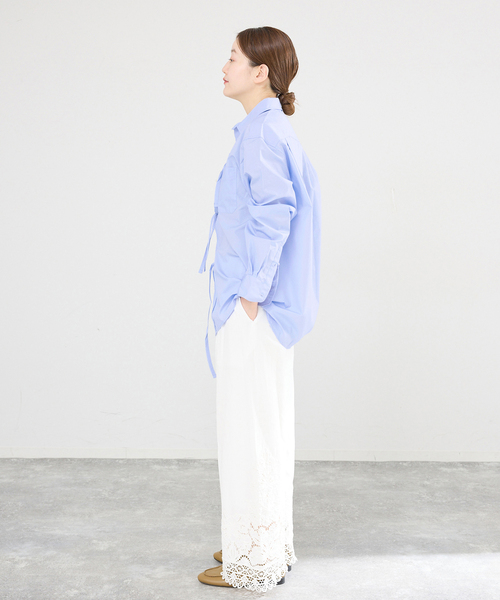 MA/RE（マレ）の「MA/RE/マレ RIBBON SHIRTS シャツ LIGHT COTTON 104 GR（シャツ/ブラウス・レディース・ホワイト/ブルー系その他・FREE/MEDIUM）」の14枚目の写真