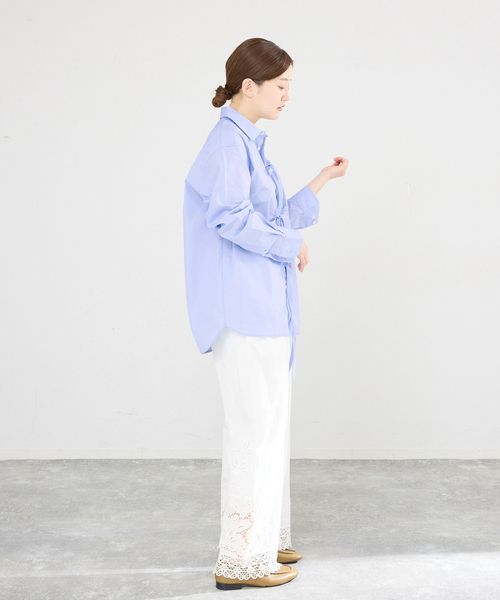 MA/RE（マレ）の「MA/RE/マレ RIBBON SHIRTS シャツ LIGHT COTTON 104 GR（シャツ/ブラウス・レディース・ホワイト/ブルー系その他・FREE/MEDIUM）」の16枚目の写真