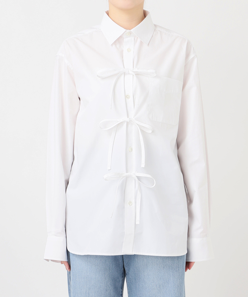MA/RE（マレ）の「MA/RE/マレ RIBBON SHIRTS シャツ LIGHT COTTON 104 GR（シャツ/ブラウス・レディース・ホワイト/ブルー系その他・FREE/MEDIUM）」の17枚目の写真