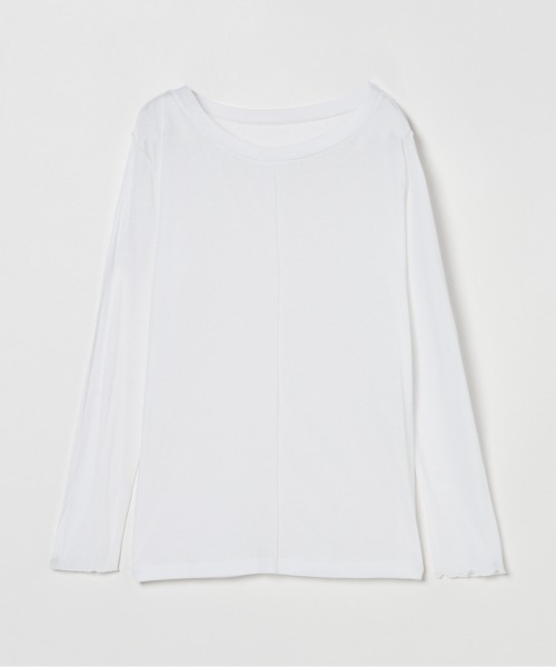 HELIOPOLE(エリオポール)の「【smooth skin series】wide crew neck(Tシャツ/カットソー・レディース・チャコールグレー/スカイブルー/アイボリー/クリーム・38)」の2枚目の写真