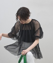 【ZOZO限定】チュールレイヤードギャザーブラウス