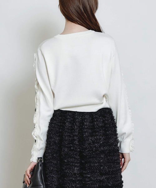 PICCIN PERLA(ピッチンペルラ)の「レーススリーブプルオーバー(ニット/セーター・レディース・ブラック/オフホワイト・M)」の18枚目の写真