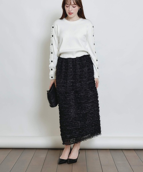 PICCIN PERLA(ピッチンペルラ)の「レーススリーブプルオーバー(ニット/セーター・レディース・ブラック/オフホワイト・M)」の19枚目の写真