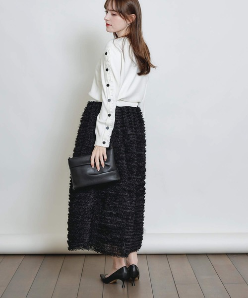 PICCIN PERLA(ピッチンペルラ)の「レーススリーブプルオーバー(ニット/セーター・レディース・ブラック/オフホワイト・M)」の20枚目の写真