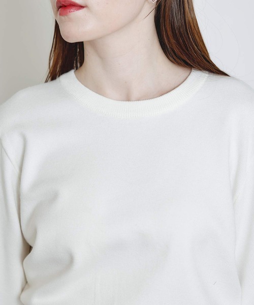 PICCIN PERLA(ピッチンペルラ)の「レーススリーブプルオーバー(ニット/セーター・レディース・ブラック/オフホワイト・M)」の12枚目の写真