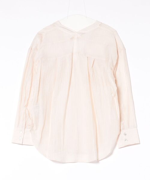 Doux archives（ドゥアルシーヴ）の「Ｖ開きシアー楊柳ブラウス（シャツ/ブラウス・レディース・オフホワイト/サックスブルー/ピンクベージュ・FREE）」の5枚目の写真