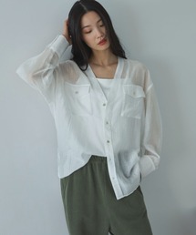 Doux archives | Ｖ開きシアー楊柳ブラウス(シャツ/ブラウス)