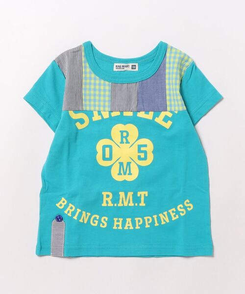 RAGMART(ラグマート)の「パッチワーク半袖Tシャツ(Tシャツ/カットソー・キッズ・ブルー/グレー・100cm/120cm/130cm/110cm)」の1枚目の写真