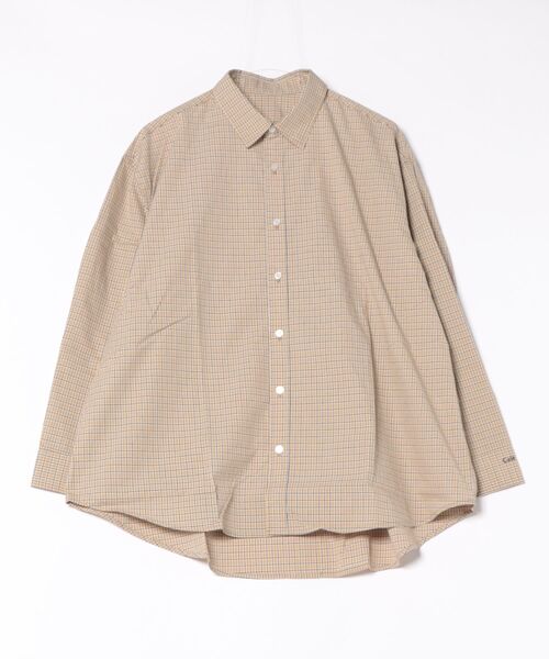 STYLEBLOCK（スタイルブロック）の「ブロード＆チェックオーバーサイズ刺繍シャツ（シャツ/ブラウス・レディース・ブルー/ホワイト/ピンク/イエロー/ベージュ/ネイビー・M）」の2枚目の写真