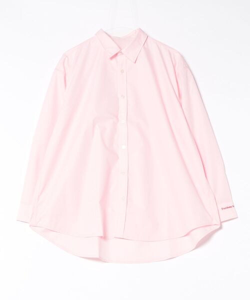 STYLEBLOCK（スタイルブロック）の「ブロード＆チェックオーバーサイズ刺繍シャツ（シャツ/ブラウス・レディース・ブルー/ホワイト/ピンク/イエロー/ベージュ/ネイビー・M）」の6枚目の写真