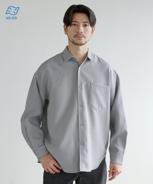 SPU(スプ)の「【防シワ】機能性ベーシックレギュラーカラー長袖シャツ(シャツ/ブラウス・メンズ・チャコール/ブラック/ホワイト/サックスブルー/ネイビー/グレー/ストライプ/ベージュ・XL/L/M/S)」の3枚目の写真