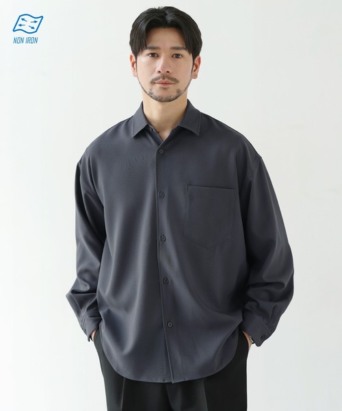 SPU(スプ)の「【防シワ】機能性ベーシックレギュラーカラー長袖シャツ(シャツ/ブラウス・メンズ・チャコール/ブラック/ホワイト/サックスブルー/ネイビー/グレー/ストライプ/ベージュ・XL/L/M/S)」の4枚目の写真
