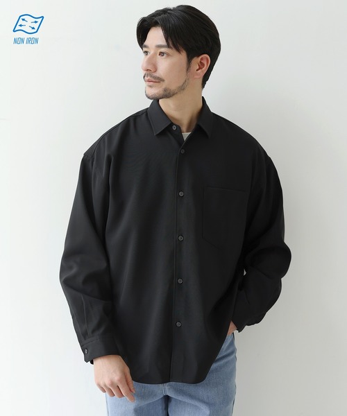 SPU(スプ)の「【防シワ】機能性ベーシックレギュラーカラー長袖シャツ(シャツ/ブラウス・メンズ・チャコール/ブラック/ホワイト/サックスブルー/ネイビー/グレー/ストライプ/ベージュ・XL/L/M/S)」の2枚目の写真