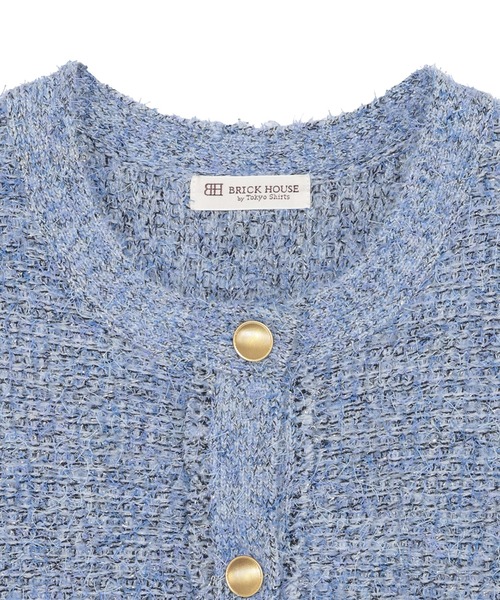 TOKYO SHIRTS（トウキョウシャツ）の「ファンシーツイード風 ニットジレ（ベスト・レディース・グレー/サックスブルー・M/L）」の10枚目の写真