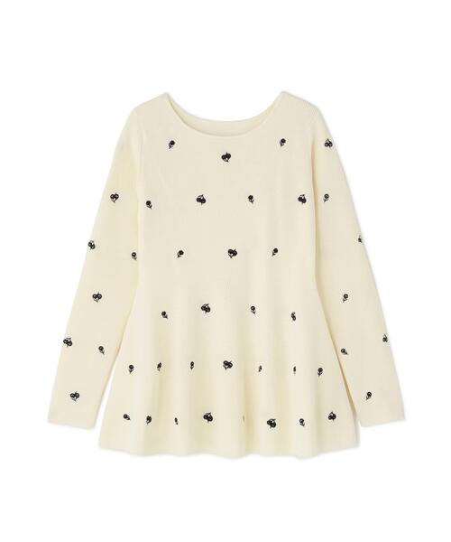NATURAL BEAUTY BASIC（ナチュラルビューティーベーシック）の「◇刺繍ペプラムニット（ニット/セーター・レディース・ブルー系その他/ホワイト系その他/ブルー系その他6・FREE）」の4枚目の写真