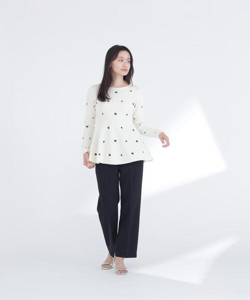 NATURAL BEAUTY BASIC（ナチュラルビューティーベーシック）の「◇刺繍ペプラムニット（ニット/セーター・レディース・ブルー系その他/ホワイト系その他/ブルー系その他6・FREE）」の9枚目の写真