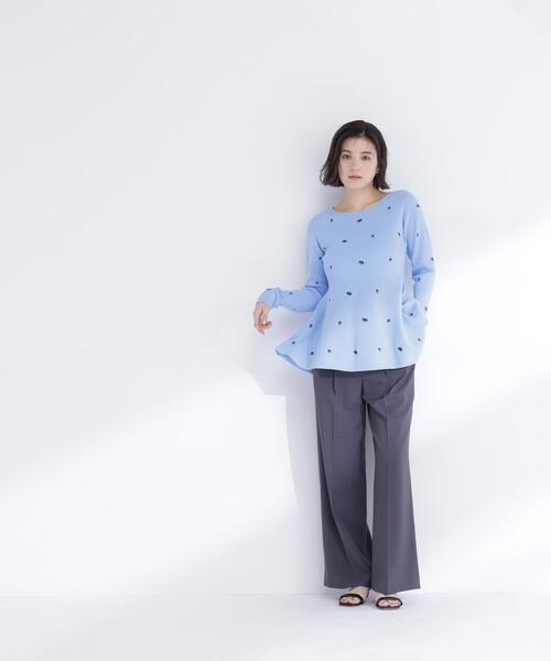 NATURAL BEAUTY BASIC（ナチュラルビューティーベーシック）の「◇刺繍ペプラムニット（ニット/セーター・レディース・ブルー系その他/ホワイト系その他/ブルー系その他6・FREE）」の17枚目の写真