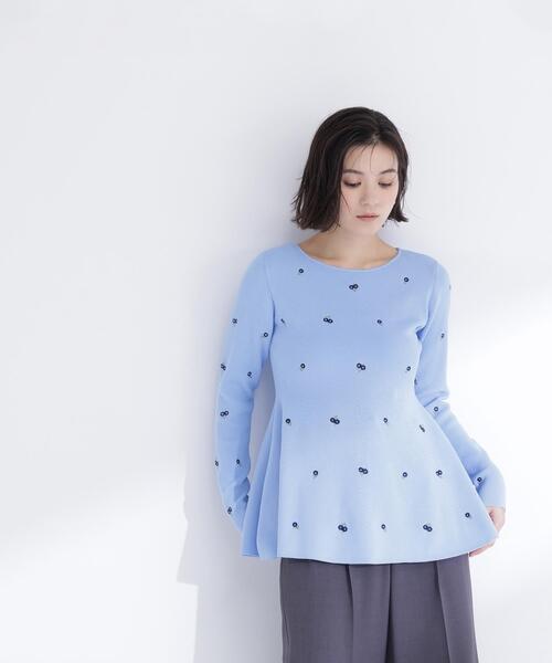 NATURAL BEAUTY BASIC（ナチュラルビューティーベーシック）の「◇刺繍ペプラムニット（ニット/セーター・レディース・ブルー系その他/ホワイト系その他/ブルー系その他6・FREE）」の18枚目の写真