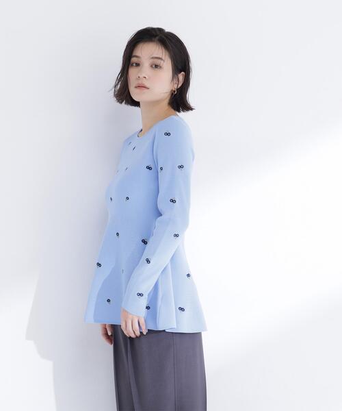 NATURAL BEAUTY BASIC（ナチュラルビューティーベーシック）の「◇刺繍ペプラムニット（ニット/セーター・レディース・ブルー系その他/ホワイト系その他/ブルー系その他6・FREE）」の20枚目の写真