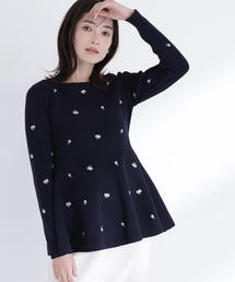 ◇刺繍ペプラムニット
