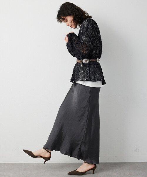 Whim Gazette（ウィムガゼット）の「ピグメントロングスカート（スカート・レディース・ベージュ/チャコールグレー・38/36）」の7枚目の写真