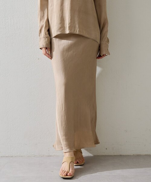 Whim Gazette（ウィムガゼット）の「ピグメントロングスカート（スカート・レディース・ベージュ/チャコールグレー・38/36）」の20枚目の写真