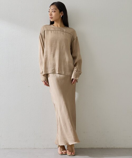 Whim Gazette（ウィムガゼット）の「ピグメントロングスカート（スカート・レディース・ベージュ/チャコールグレー・38/36）」の12枚目の写真