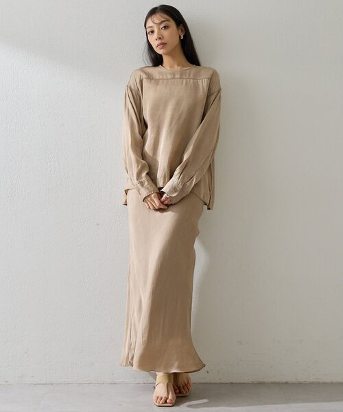 Whim Gazette（ウィムガゼット）の「ピグメントロングスカート（スカート・レディース・ベージュ/チャコールグレー・38/36）」の19枚目の写真