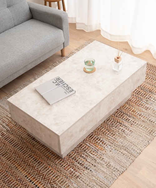 東京家具（トウキョウカグ）の「予約品 引出収納付き センターテーブル 長方形タイプ（家具・レディース・グレー/ホワイト・FREE）」の2枚目の写真