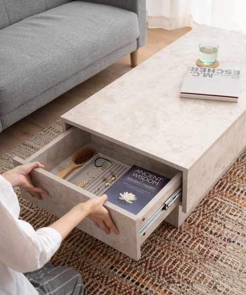 東京家具（トウキョウカグ）の「予約品 引出収納付き センターテーブル 長方形タイプ（家具・レディース・グレー/ホワイト・FREE）」の9枚目の写真