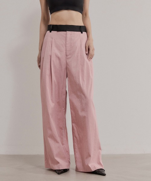 ADAM ET ROPE'（アダムエロペ）の「【EMOELLE】バイカラードレスパンツ（その他パンツ・レディース・ブラック/キナリ/ブルー系その他4/グリーン系その他3/ブラック系その他/ピンク系その他2・38/36/34）」の6枚目の写真