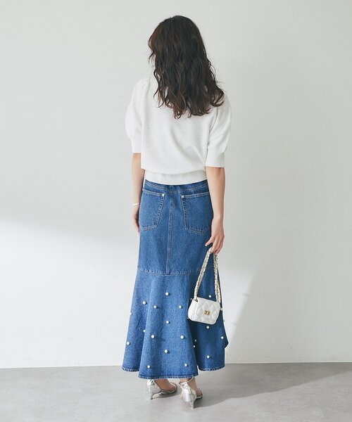 La boutique BonBon（ラブティックボンボン）の「【今すぐお届け！】ブークレスパンコールパフスリーブニット（ニット/セーター・レディース・ホワイト/ピンク/ネイビー・FREE）」の13枚目の写真