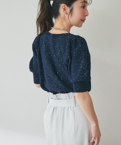 La boutique BonBon（ラブティックボンボン）の「【今すぐお届け！】ブークレスパンコールパフスリーブニット（ニット/セーター・レディース・ホワイト/ピンク/ネイビー・FREE）」の16枚目の写真