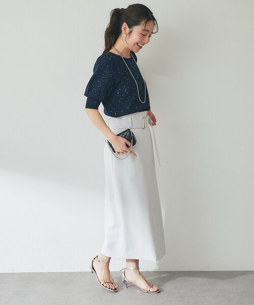 La boutique BonBon（ラブティックボンボン）の「【今すぐお届け！】ブークレスパンコールパフスリーブニット（ニット/セーター・レディース・ホワイト/ピンク/ネイビー・FREE）」の19枚目の写真