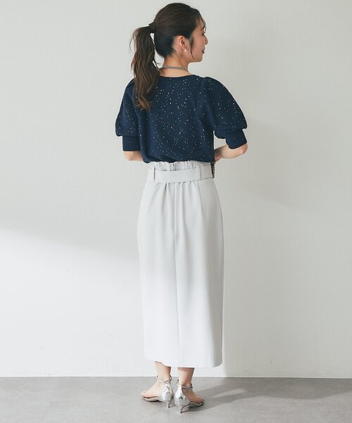 La boutique BonBon（ラブティックボンボン）の「【今すぐお届け！】ブークレスパンコールパフスリーブニット（ニット/セーター・レディース・ホワイト/ピンク/ネイビー・FREE）」の20枚目の写真