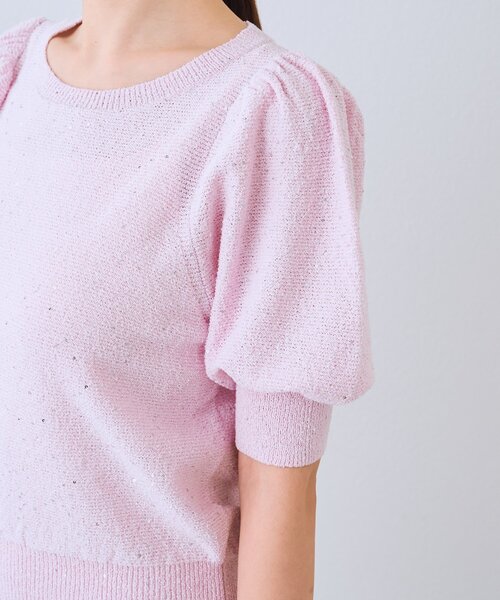 La boutique BonBon（ラブティックボンボン）の「【今すぐお届け！】ブークレスパンコールパフスリーブニット（ニット/セーター・レディース・ホワイト/ピンク/ネイビー・FREE）」の10枚目の写真