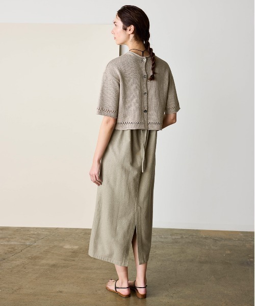 WALANCE(ワランス)の「paper knit 2way half sleeve top(カーディガン/ボレロ・レディース・ブラック/オリーブ/ベージュ×ブラック/サンドベージュ・FREE)」の10枚目の写真