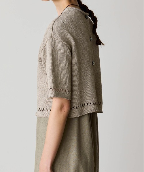 WALANCE(ワランス)の「paper knit 2way half sleeve top(カーディガン/ボレロ・レディース・ブラック/オリーブ/ベージュ×ブラック/サンドベージュ・FREE)」の11枚目の写真