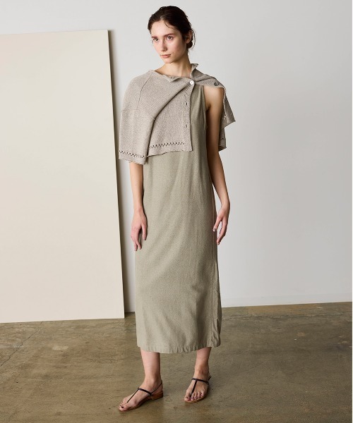 WALANCE(ワランス)の「paper knit 2way half sleeve top(カーディガン/ボレロ・レディース・ブラック/オリーブ/ベージュ×ブラック/サンドベージュ・FREE)」の12枚目の写真