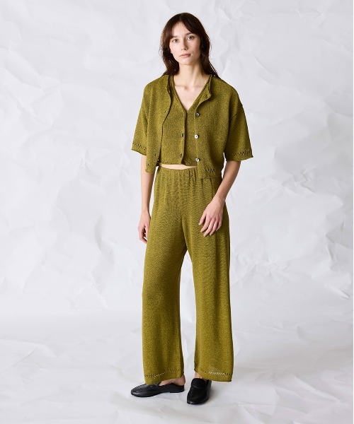 WALANCE(ワランス)の「paper knit 2way half sleeve top(カーディガン/ボレロ・レディース・ブラック/オリーブ/ベージュ×ブラック/サンドベージュ・FREE)」の15枚目の写真