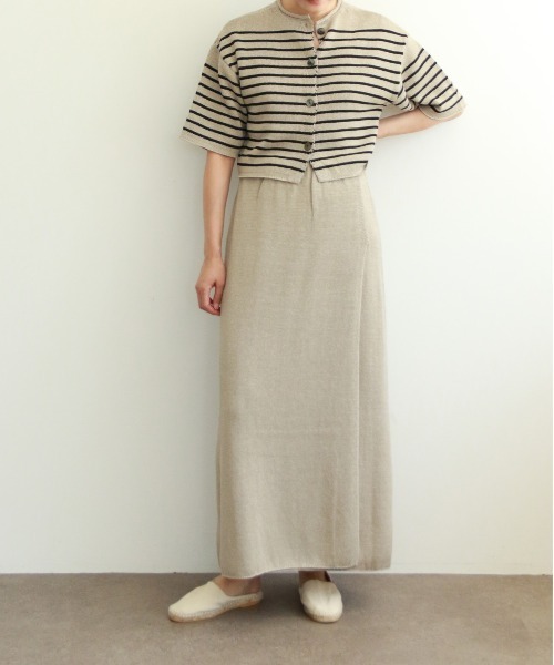 WALANCE(ワランス)の「paper knit 2way half sleeve top(カーディガン/ボレロ・レディース・ブラック/オリーブ/ベージュ×ブラック/サンドベージュ・FREE)」の18枚目の写真