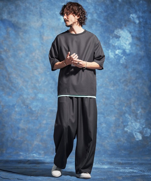 Jih Nunc(ジーヌンク)の「mt10229-ストレッチルーズシルエット5分袖カットソー(JIH-R1177)(Tシャツ/カットソー・メンズ・ネイビー/ブラック/グレー・L/M/S)」の8枚目の写真