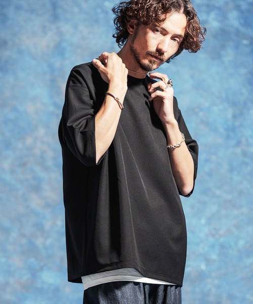 Jih Nunc(ジーヌンク)の「mt10229-ストレッチルーズシルエット5分袖カットソー(JIH-R1177)(Tシャツ/カットソー・メンズ・ネイビー/ブラック/グレー・L/M/S)」の9枚目の写真