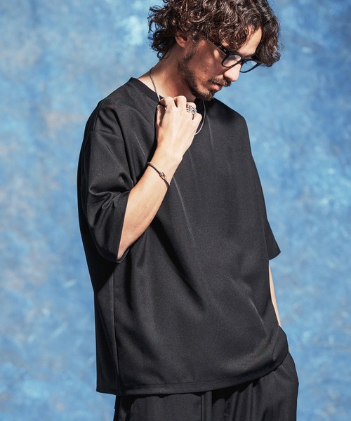 Jih Nunc(ジーヌンク)の「mt10229-ストレッチルーズシルエット5分袖カットソー(JIH-R1177)(Tシャツ/カットソー・メンズ・ネイビー/ブラック/グレー・L/M/S)」の10枚目の写真