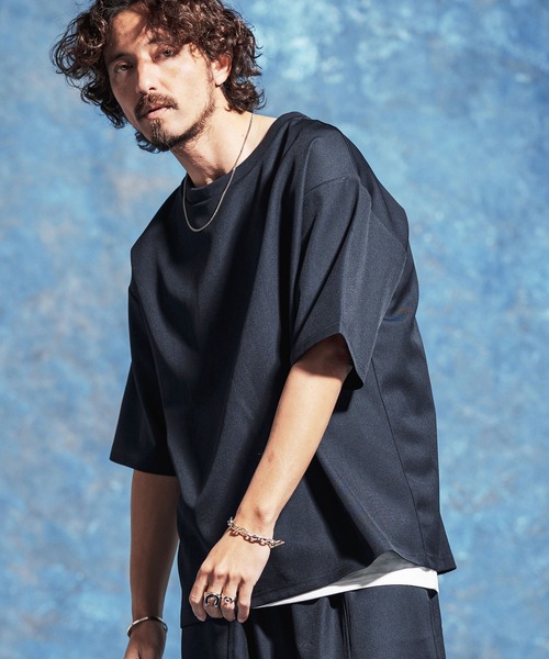 Jih Nunc(ジーヌンク)の「mt10229-ストレッチルーズシルエット5分袖カットソー(JIH-R1177)(Tシャツ/カットソー・メンズ・ネイビー/ブラック/グレー・L/M/S)」の14枚目の写真