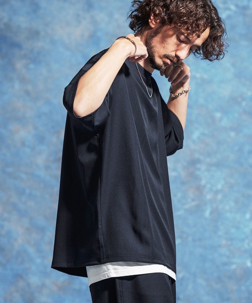 Jih Nunc(ジーヌンク)の「mt10229-ストレッチルーズシルエット5分袖カットソー(JIH-R1177)(Tシャツ/カットソー・メンズ・ネイビー/ブラック/グレー・L/M/S)」の15枚目の写真