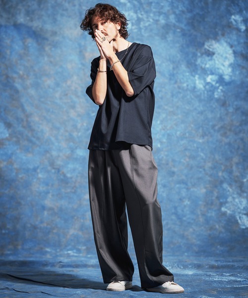 Jih Nunc(ジーヌンク)の「mt10229-ストレッチルーズシルエット5分袖カットソー(JIH-R1177)(Tシャツ/カットソー・メンズ・ネイビー/ブラック/グレー・L/M/S)」の16枚目の写真