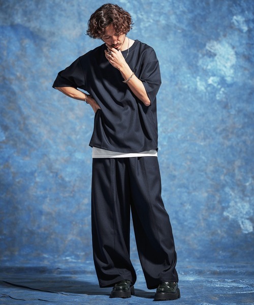 Jih Nunc(ジーヌンク)の「mt10229-ストレッチルーズシルエット5分袖カットソー(JIH-R1177)(Tシャツ/カットソー・メンズ・ネイビー/ブラック/グレー・L/M/S)」の18枚目の写真