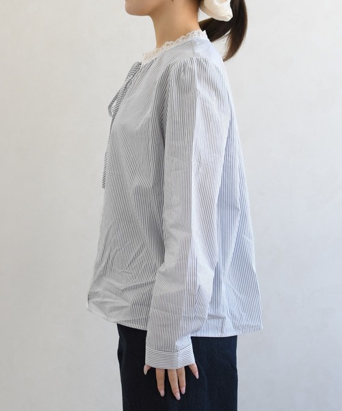 31 Sons de mode(トランテアン ソン ドゥ モード)の「一部店舗限定 レース細リボンブラウス(シャツ/ブラウス・レディース・イエロー/ブルー系/ホワイト・フリ-)」の8枚目の写真