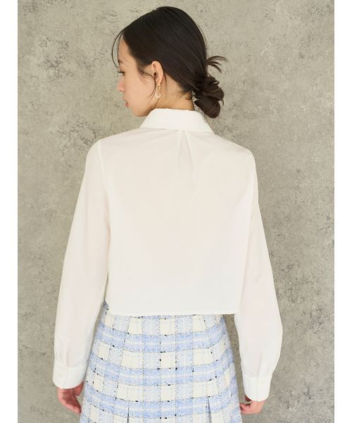 SNIDEL(スナイデル)の「バリエクロップドシャツ(シャツ/ブラウス・レディース・ストライプ/ホワイト/ピンク・F)」の7枚目の写真